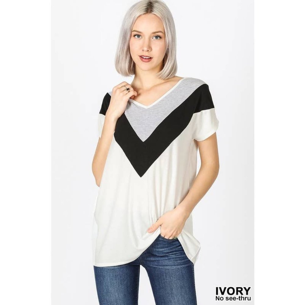 Home / V-Neck Color Block Top PrevNext V-Neck Col